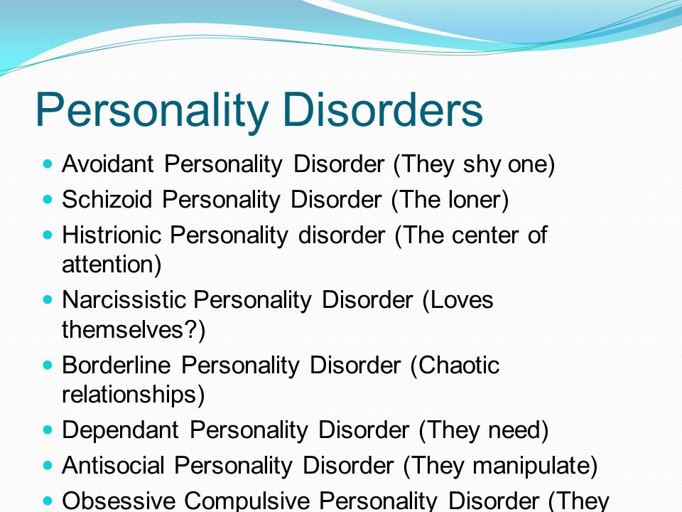 Personality. Schizoid personality Disorder. Dependent personality Disorder. Personality Disorders. Avoidant personality Disorder.