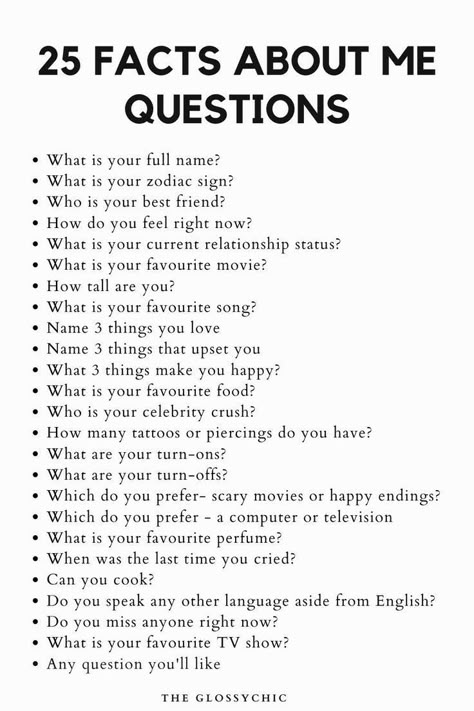 20 questions about yourself