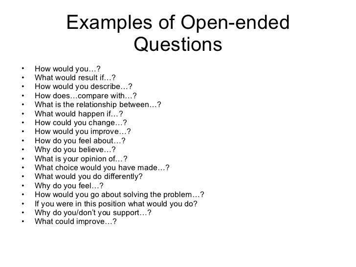 Open ended questions for counseling