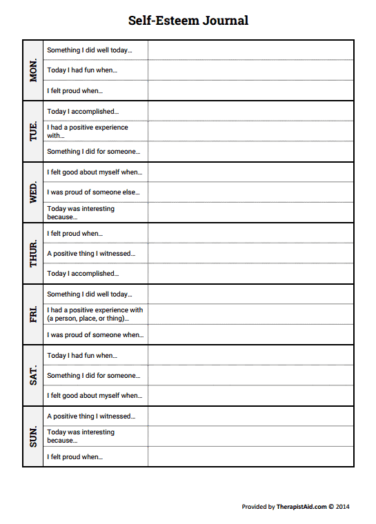 Mental health self esteem group activities