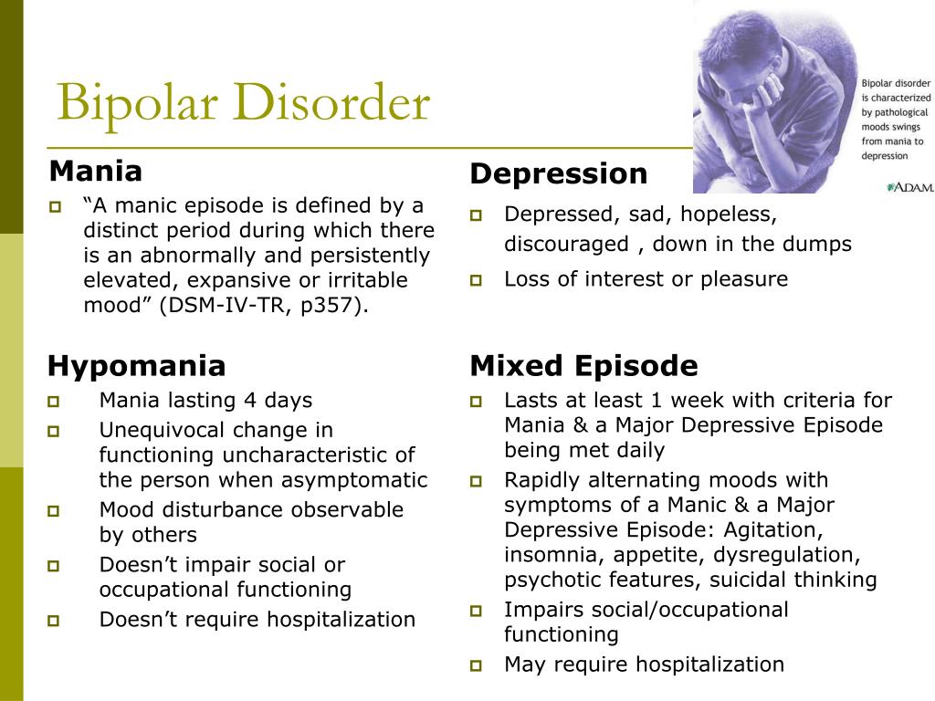 Type 1 and 2 bipolar disorder