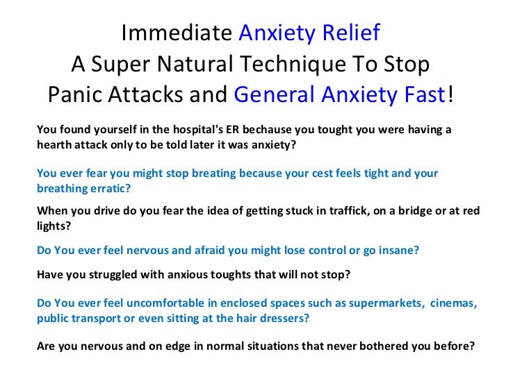 Panic attacks and anxiety relief: Practical and natural method to eliminate  panic attacks before they arrive