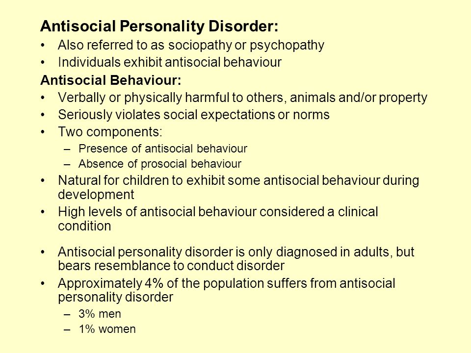 Signs of antisocial behaviour