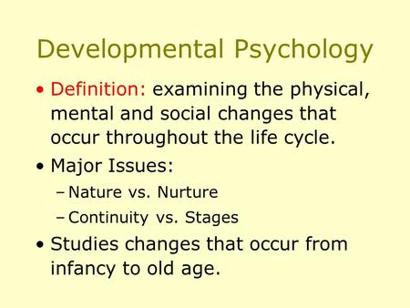 Developmental psychology