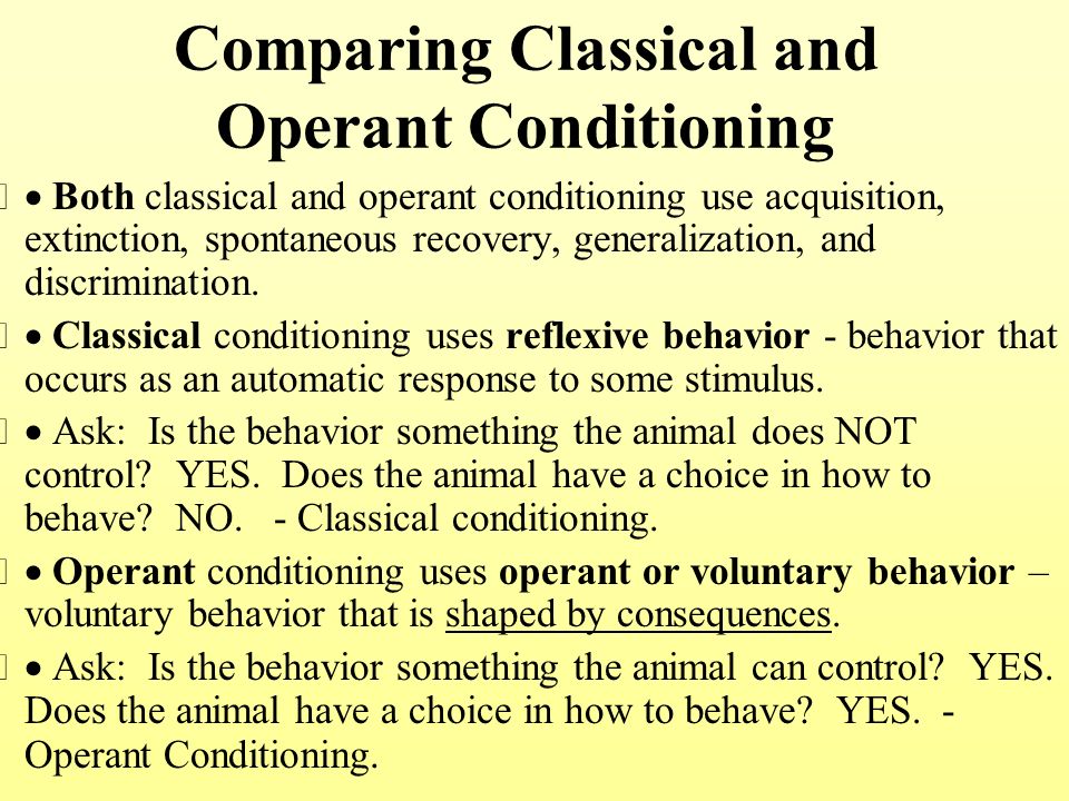 Four types of operant conditioning